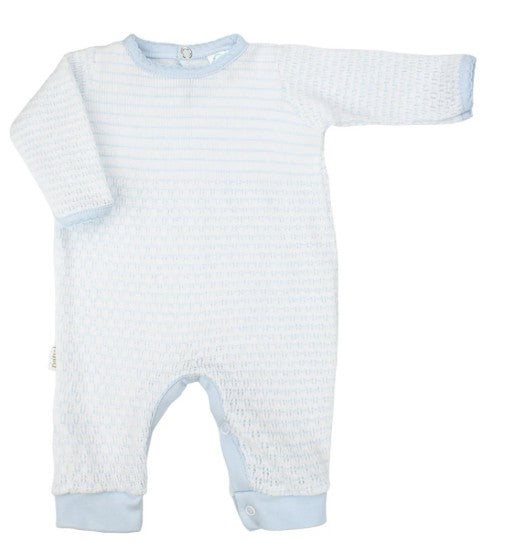 PRE ORDER Paty Inc Striped Knit Long Romper - blue