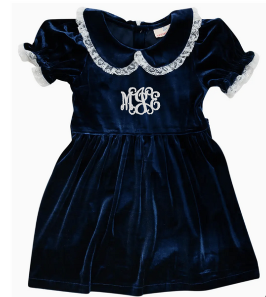 SB Blue Velvet and Lace Dress