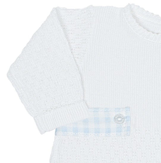 PRE ORDER Paty Inc Knit Long Romper with gingham side tabs