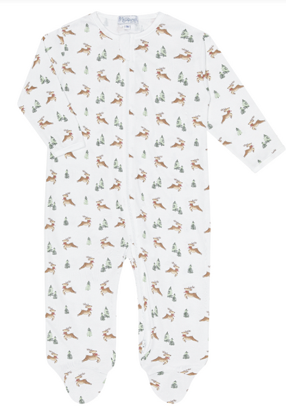 Nella Pima Zip Up footie PJ - Christmas Reindeer
