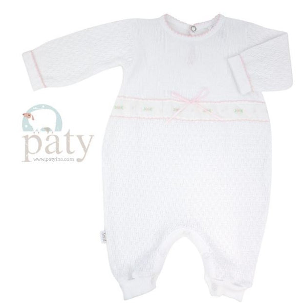 PRE ORDER Paty Inc Swiss Floral Long Romper w keyhole- pink